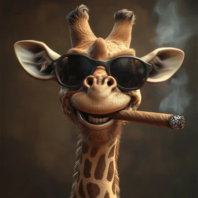 Smiling Giraffe with Sunglasses