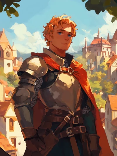 Young Knight in a Sunny Village