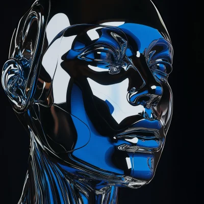 Chrome Robot Face