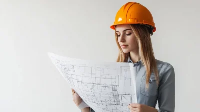 Female Engineer with Blueprints