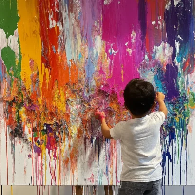 Child Artist Creating Colorful Masterpiece