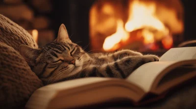 Cozy Cat in Winter