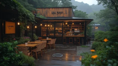 Cozy Evening at a Rustic Coffee Shop