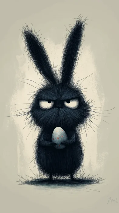 Grumpy Grey Easter Bunny