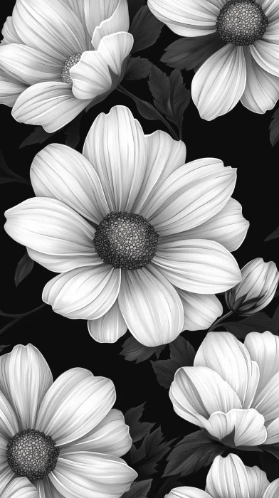 Black and White Flower Pattern