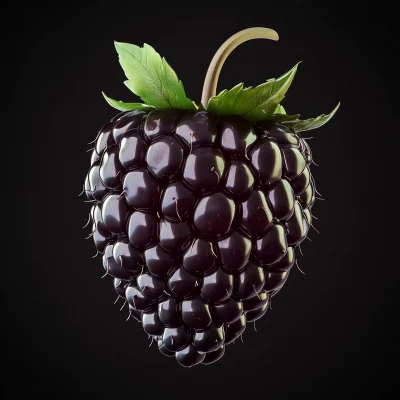 Realistic Blackberry on Black