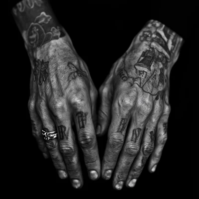 Worn Hands in Black and White