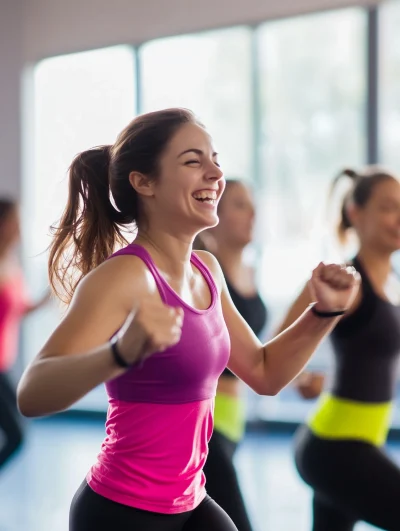 Brunette Woman in Zumba Class