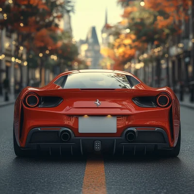 Rear View of Red Sports Car