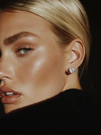 Blonde Model with Diamond Earrings