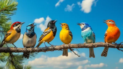 Colorful Gathering of Birds