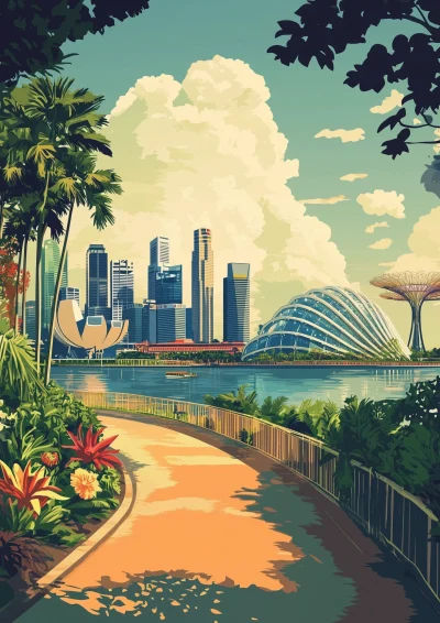 Singapore Skyline Travel Poster