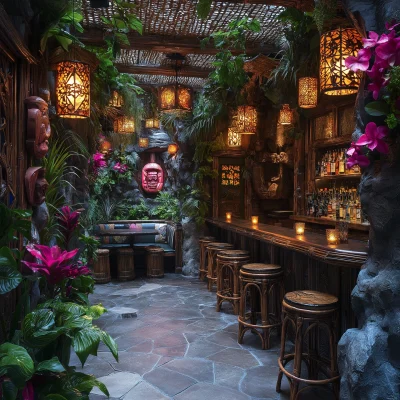 Intimate Tiki Bar Interior