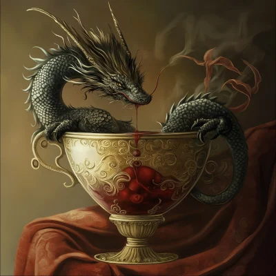 Chinese Dragon in Wine Cup