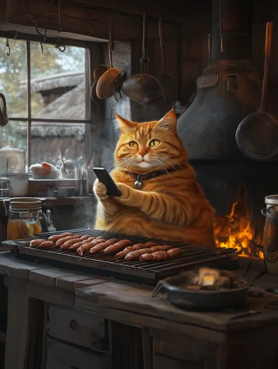 Happy Cat with BBQ