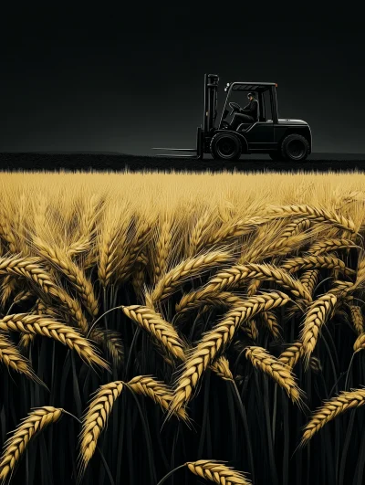 Double Exposure Wheat Field