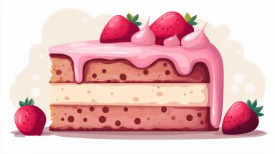 Cute Pink Cake Slice