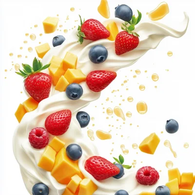 Wave of Creamy Yogurt with Fruits