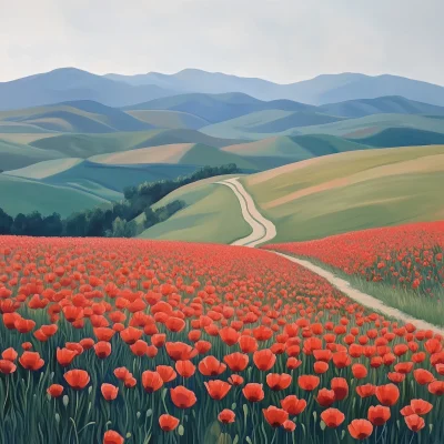 Colorful Poppy Field