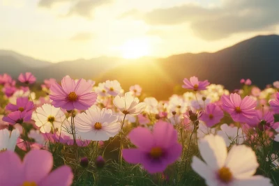 Sunset in Floral Field