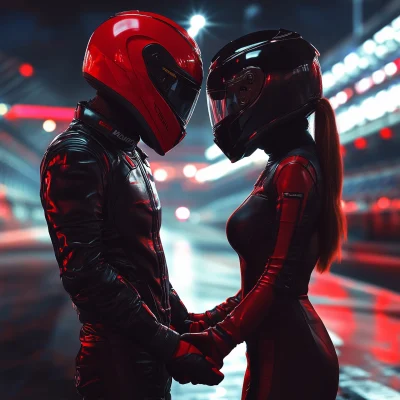 Couple in Racing Suits