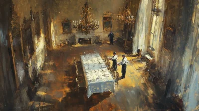 Aerial View of an Elegant Dining Room