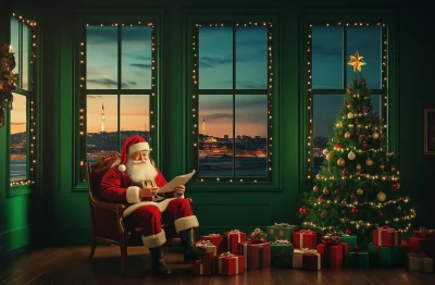 Santa Reading a Letter