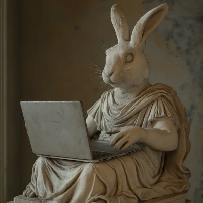 Bunny in Roman Statue