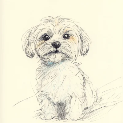 Adorable Maltese Dog Sketch