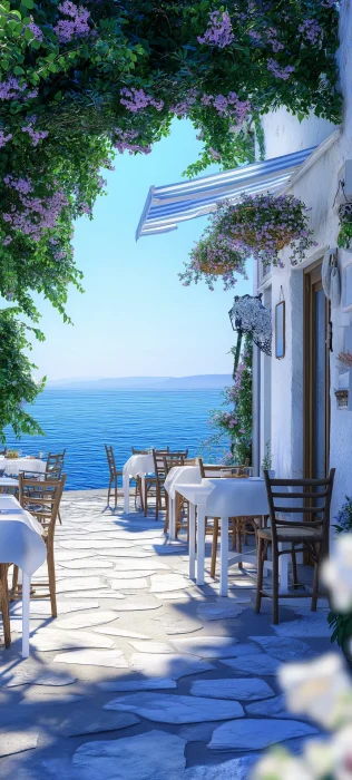 Serene Greek Seaside Café