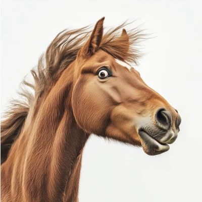 Brown Horse with Shocked Expression