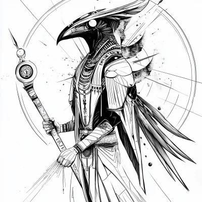 Futuristic Thoth Drawing