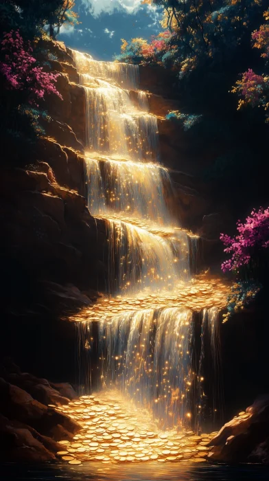 Fantasy Landscape of Golden Cascades