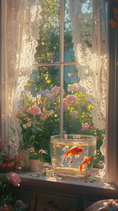 Sunny Room with Goldfish