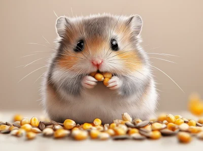 Adorable Hamster Enjoying Seeds