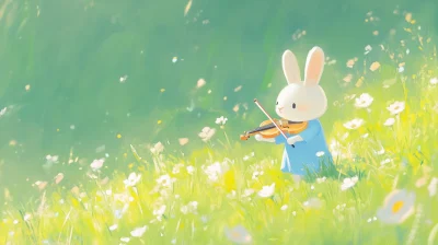 Cute Rabbit in Blue