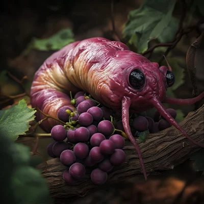 Alien Slug Eating Grapes