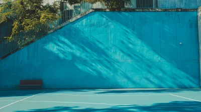 Cyan Wall at Sports Court
