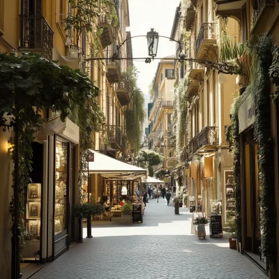 High-End Shopping Street in Italy