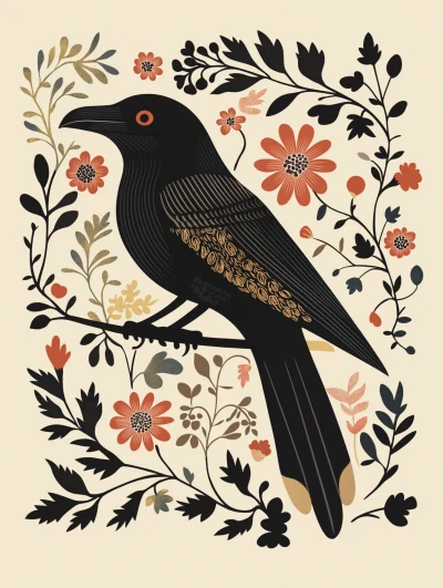 Folk Art Raven