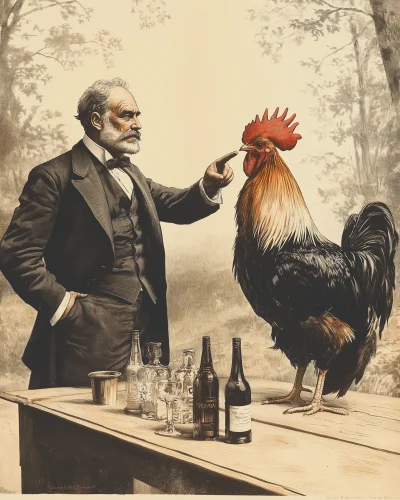 Victorian Gentleman and Rooster