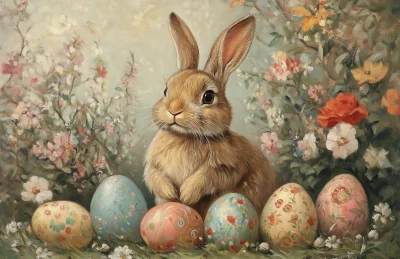 Vintage Easter Bunny Painting