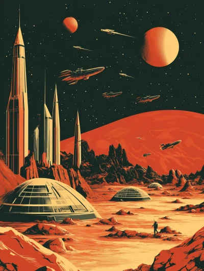 Futuristic Battle Over Mars