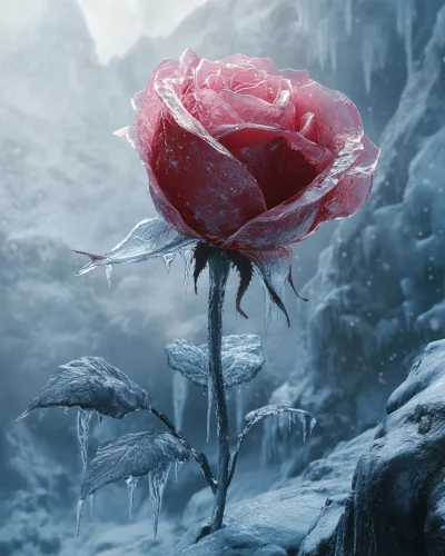 Frozen Rose in Winter