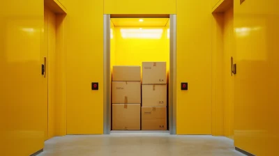 Open Elevator with Boxes