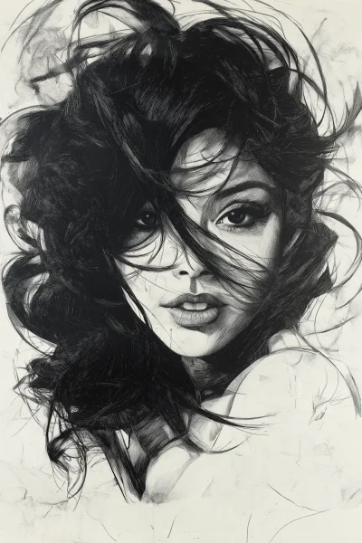 Woman Portrait with Hair Texture