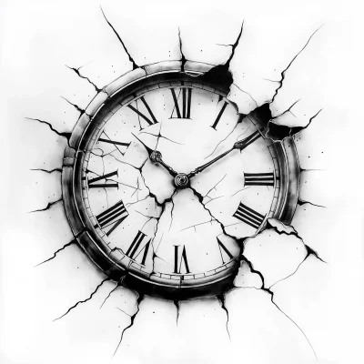 Broken Clock Tattoo Design