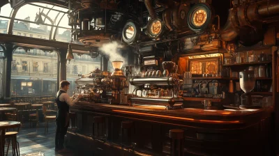 Steampunk Café Interior