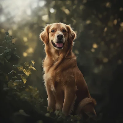 Dog Sitting in Nature