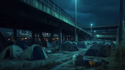 Night View of Tent City